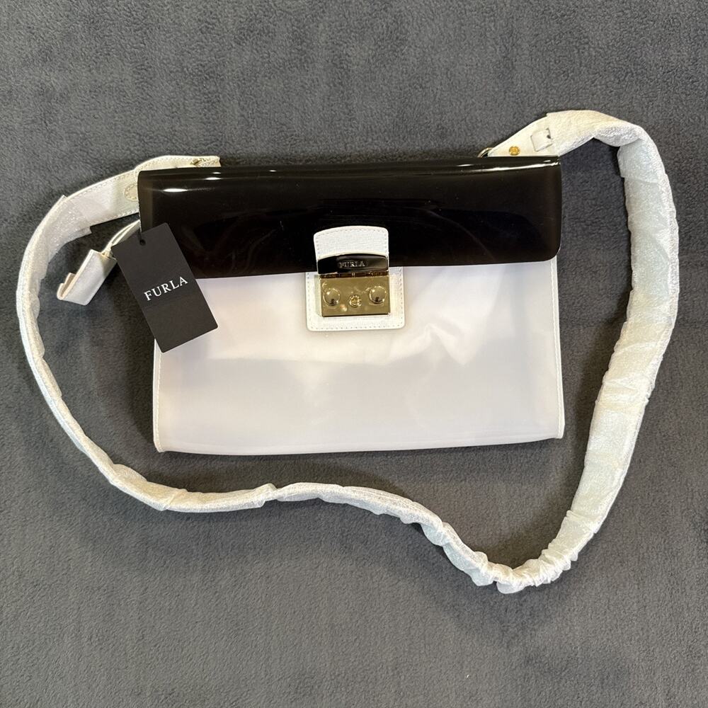 Furla Black And White Rubber Crossbody Bag